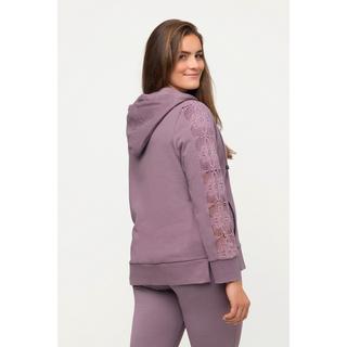 Ulla Popken  Hoodiejacke, Spitze, Kapuze, Biobaumwolle 