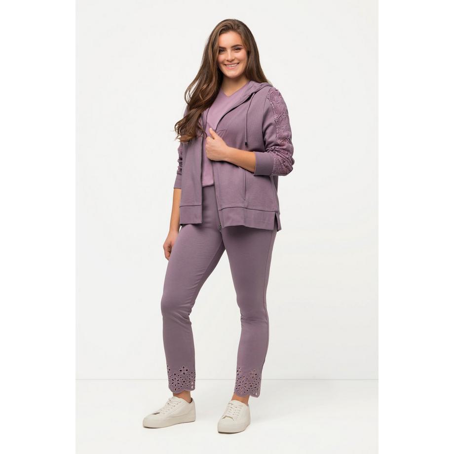 Ulla Popken Veste à capuche Dentelle Coton bio  