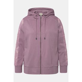 Ulla Popken  Hoodiejacke, Spitze, Kapuze, Biobaumwolle 