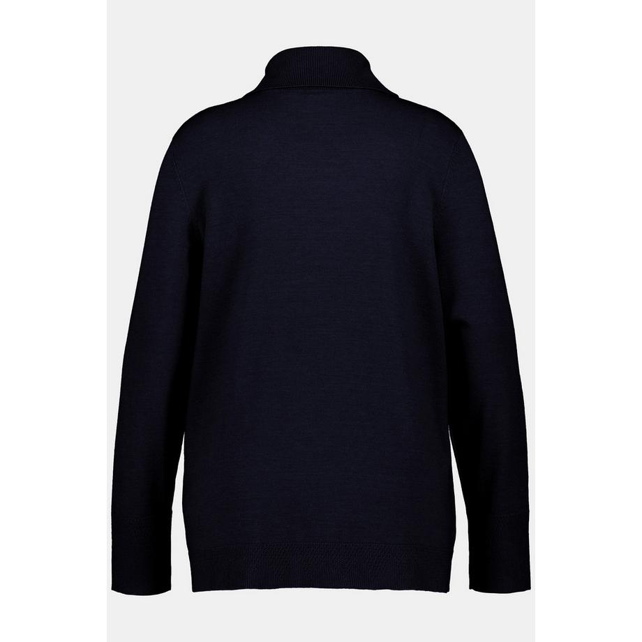 Ulla Popken Pull col roulé manches longues avec larges bords-côtes  