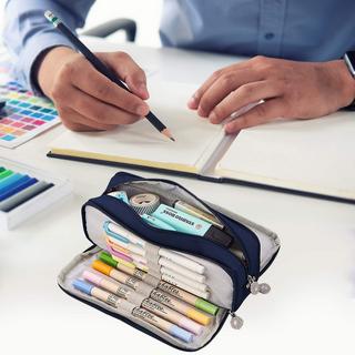 Only-bags.store Federmäppchen für die Schule mit 3 Fächern, großes Fassungsvermögen, Federmäppchen, Schreibwaren, Organizer, Kosmetiktasche  