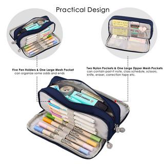 Only-bags.store Federmäppchen für die Schule mit 3 Fächern, großes Fassungsvermögen, Federmäppchen, Schreibwaren, Organizer, Kosmetiktasche  