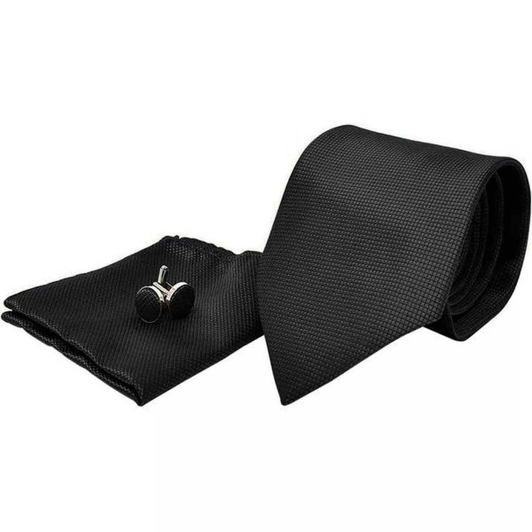 B2X - Kostümzubehör | Krawatte + Einstecktuch Manschettenknöpfe, für Herren, Schwarz, One Size