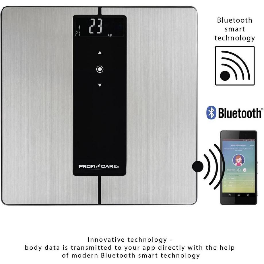 Profi-Care PC-PW 3008 BT Analysewaage Wägebereich (max.)=180 kg Edelstahl, Schwarz Mit Bluetooth  