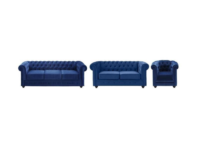 Vente-unique Couchgarnitur 3+2+1 CHESTERFIELD Samt  