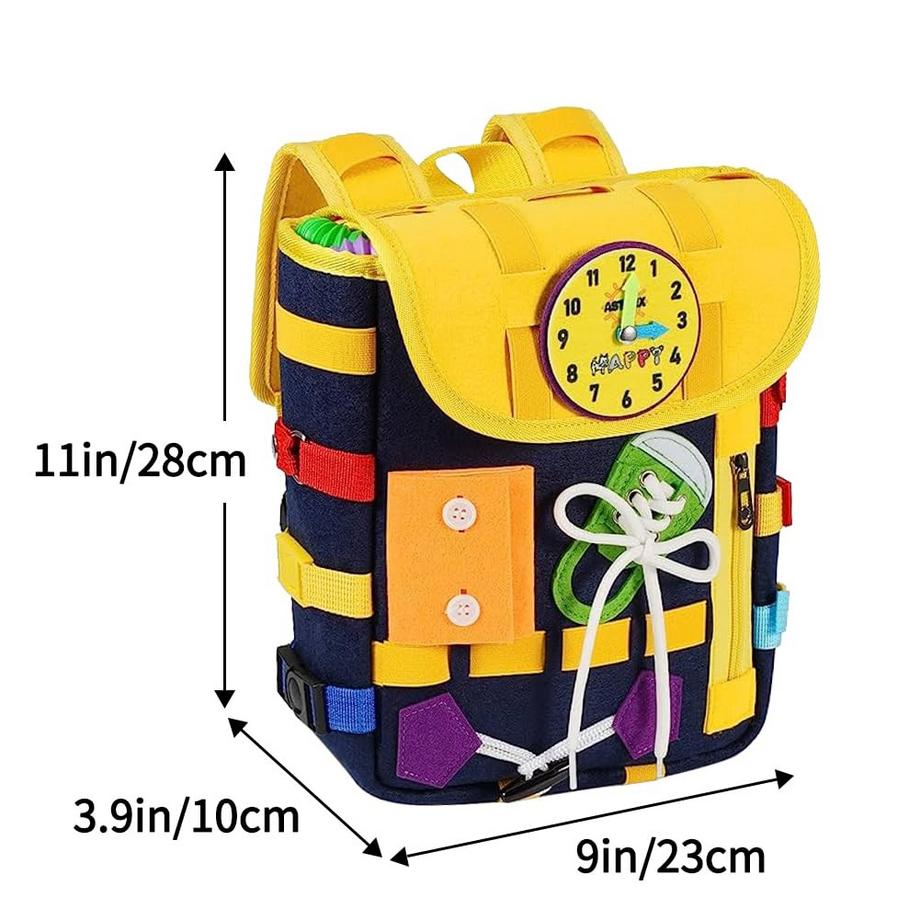 Activity-board  Rucksack für Kleinkinder mit Schnallen Reißverschlüssen, -Sinnesspielzeug, Lernaktivität durch Spiel, kann gespeichert und auf dem Rücken getragen werden, Reise Spielzeug Rucksack 