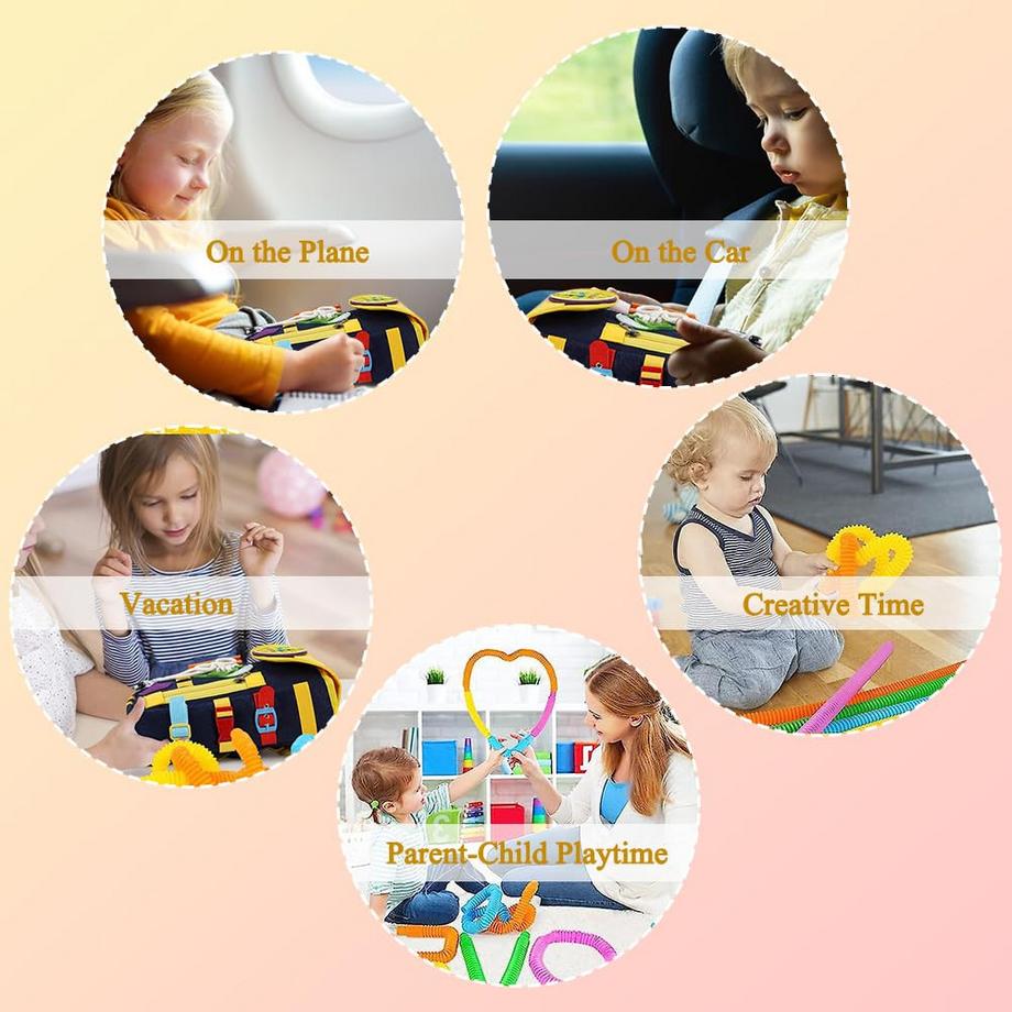 Activity-board  Rucksack für Kleinkinder mit Schnallen Reißverschlüssen, -Sinnesspielzeug, Lernaktivität durch Spiel, kann gespeichert und auf dem Rücken getragen werden, Reise Spielzeug Rucksack 