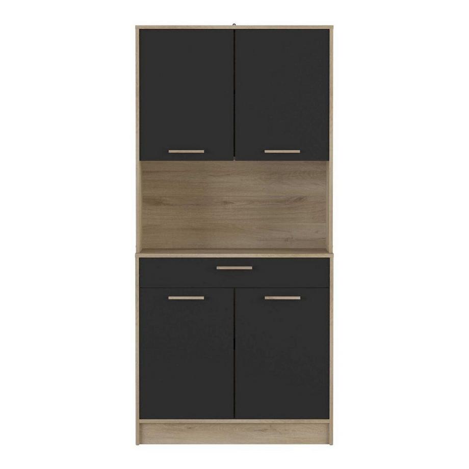 Calicosy Buffet Haut 4 Portes 1 Tiroir, Décor Chêne et Noir - L83 x H176 cm - Dolce  