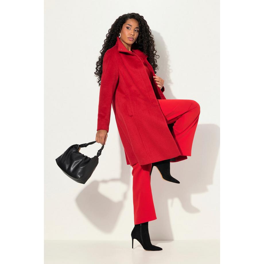 Ulla Popken Manteau Aspect Laine Col Montant  