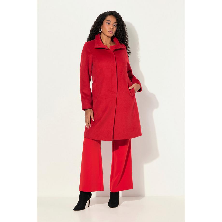 Ulla Popken Manteau Aspect Laine Col Montant  