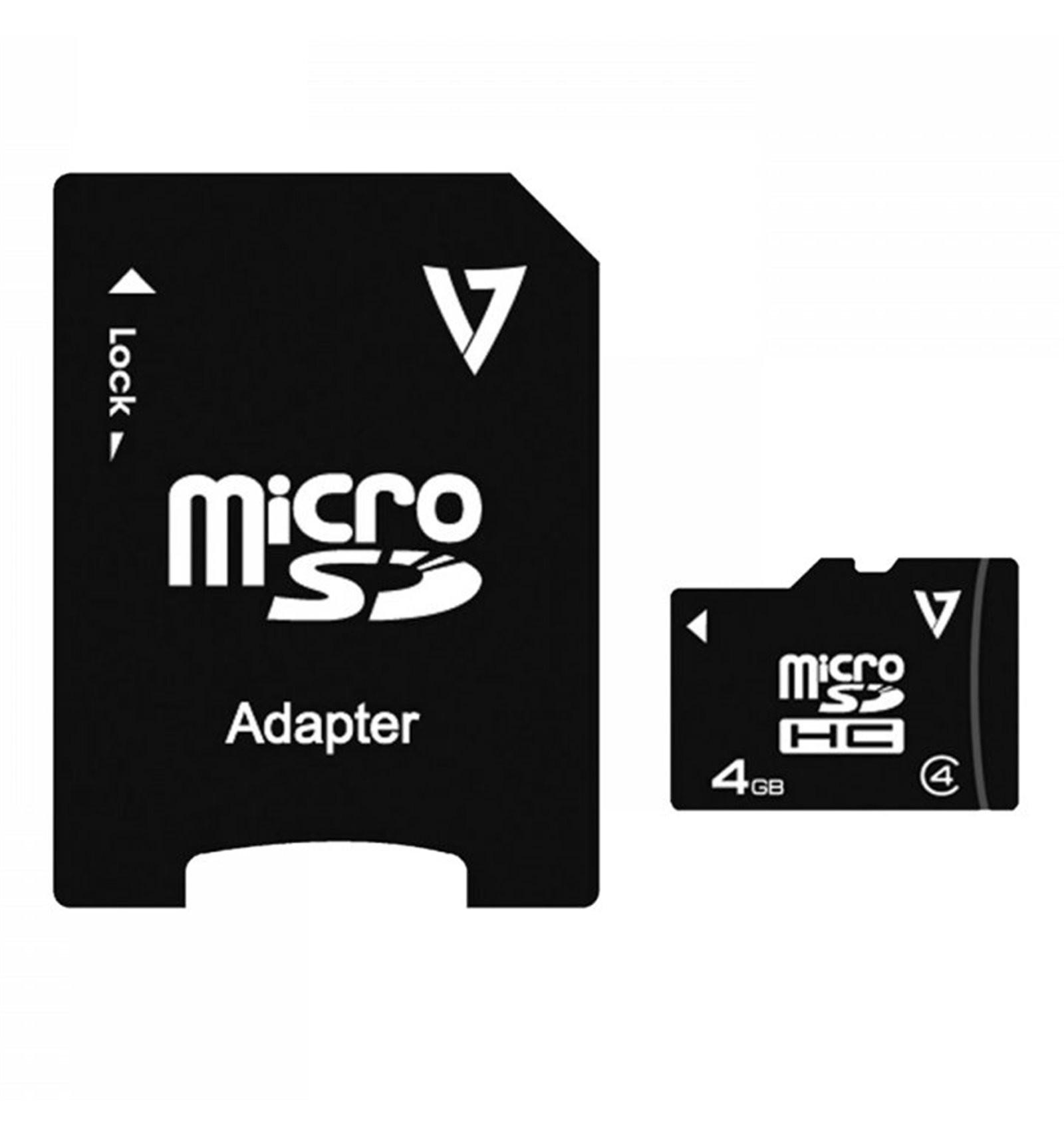 V7  Micro SDHC Class 4 und Adapter (SDHC, 4 GB) 