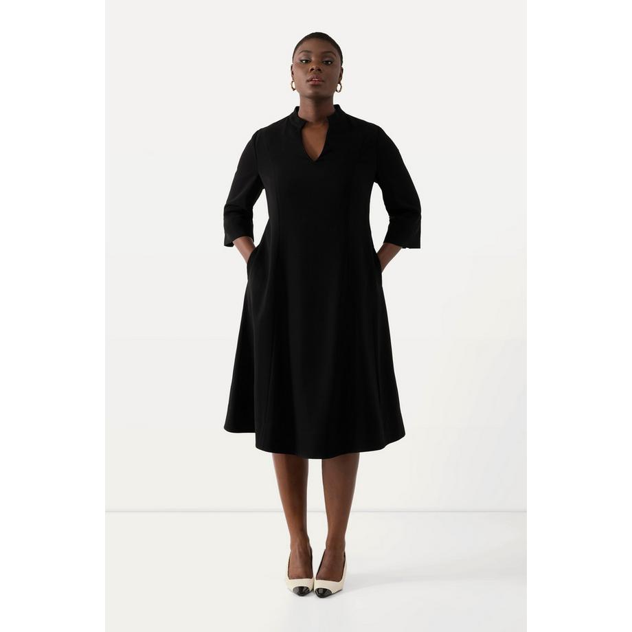 Ulla Popken Abito Midi Collo Alto Scollo V Maniche 3/4  