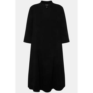 Ulla Popken  Robe midi à col montant, encolure en V et manches 3/4, poches 