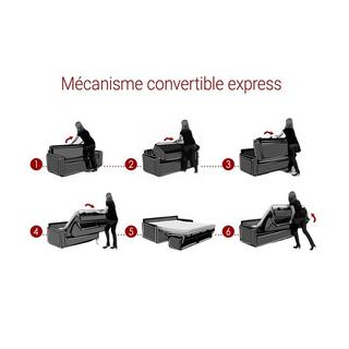 Vente-unique Canapé 3 places conible express en tissu CALIFE Couchage 1Matelas  