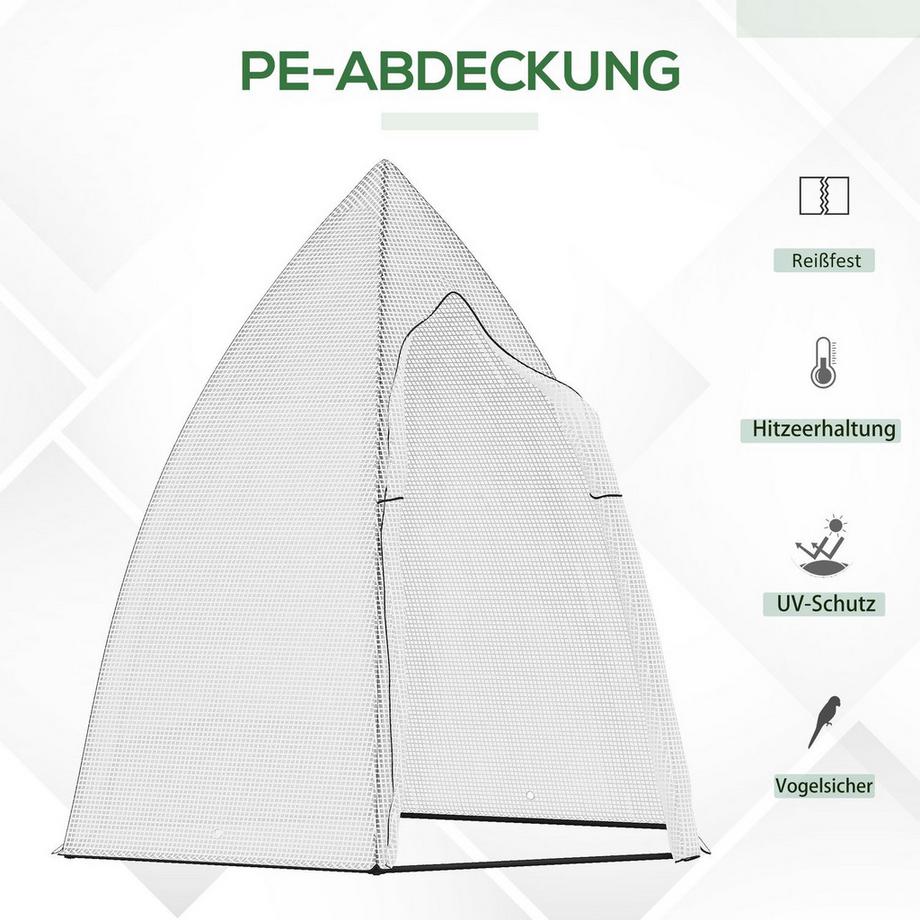 Northio Mini Gewächshaus Überwinterungszelt Mit Rolltür, Für Garten/Balkon, Winterschutz, Weiß, 160X140X180Cm  