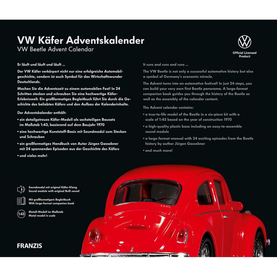 FRANZIS Modellfahrzeug Adventskalender VW Käfer  