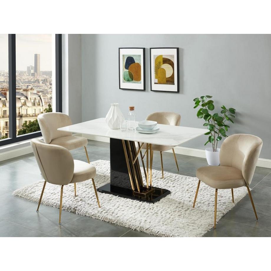 Vente-unique Lot de 2 chaises en velours et métal doré - Beige - POLPONA  