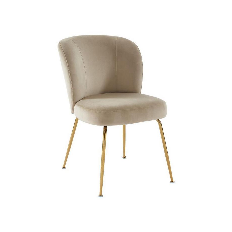 Vente-unique Lot de 2 chaises en velours et métal doré - Beige - POLPONA  