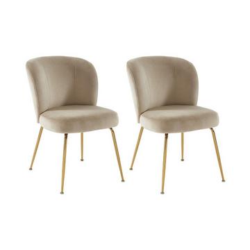 Sedia in Velluto e Metallo Dorato Beige - Lotto di 2 - POLPONA di Pascal MORABITO