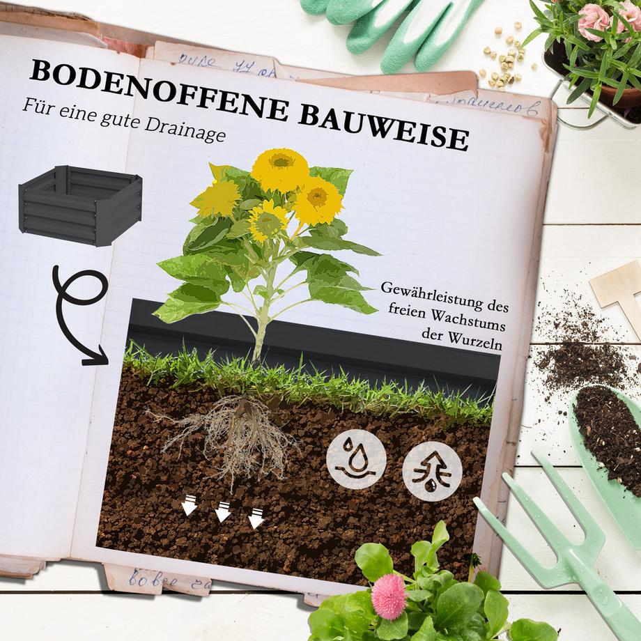 Outsunny Hochbeet mit Rankgitter  