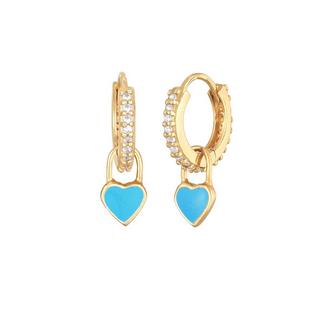 Elli  Boucles d'Oreilles Femmes Créoles Pendentif Coeur Avec Émail Et Zirconium 