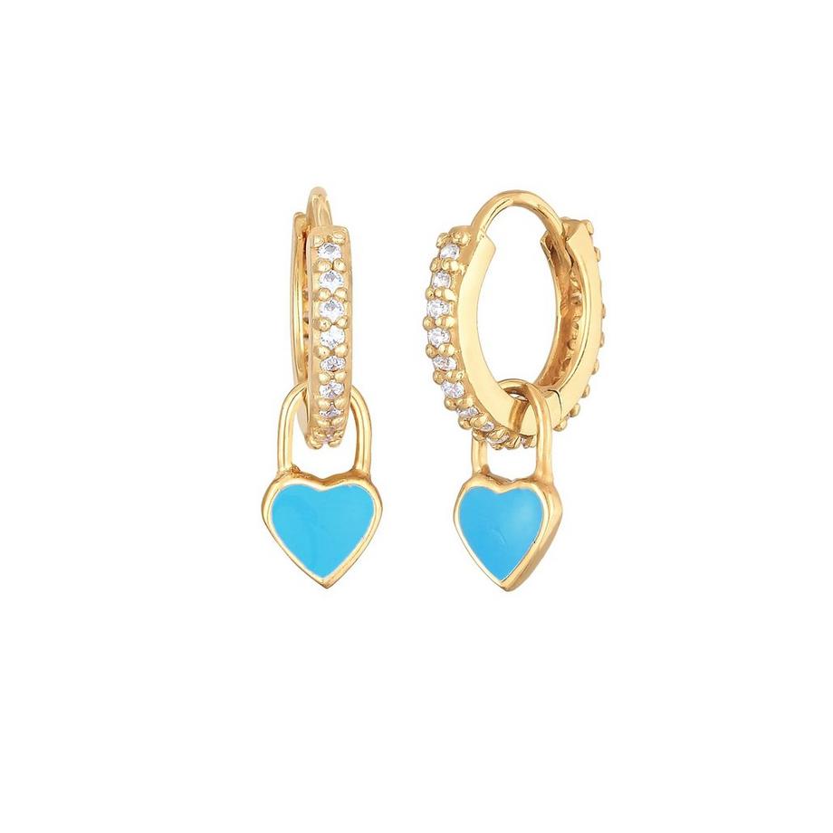 Elli  Ohrringe Creolen Zirkonia Herzen Emaille 