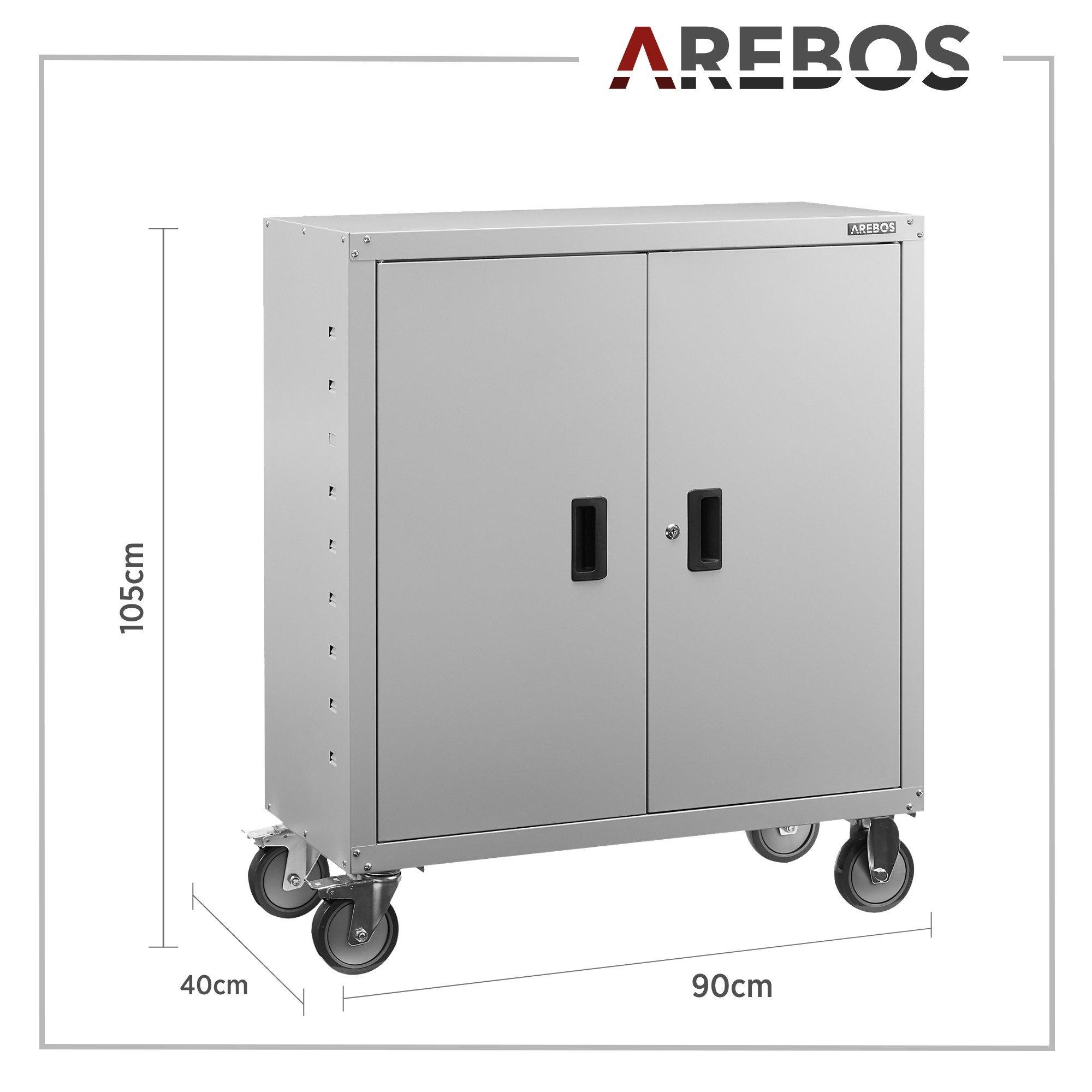 Arebos Aktenschrank Büroschrank Lagerschrank Materialschrank mit Räder  