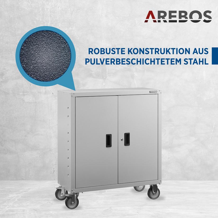 Arebos Armadio per archiviazione  Armadio per ufficio  Armadio portaoggetti  Armadio porta materiali con rotelle  