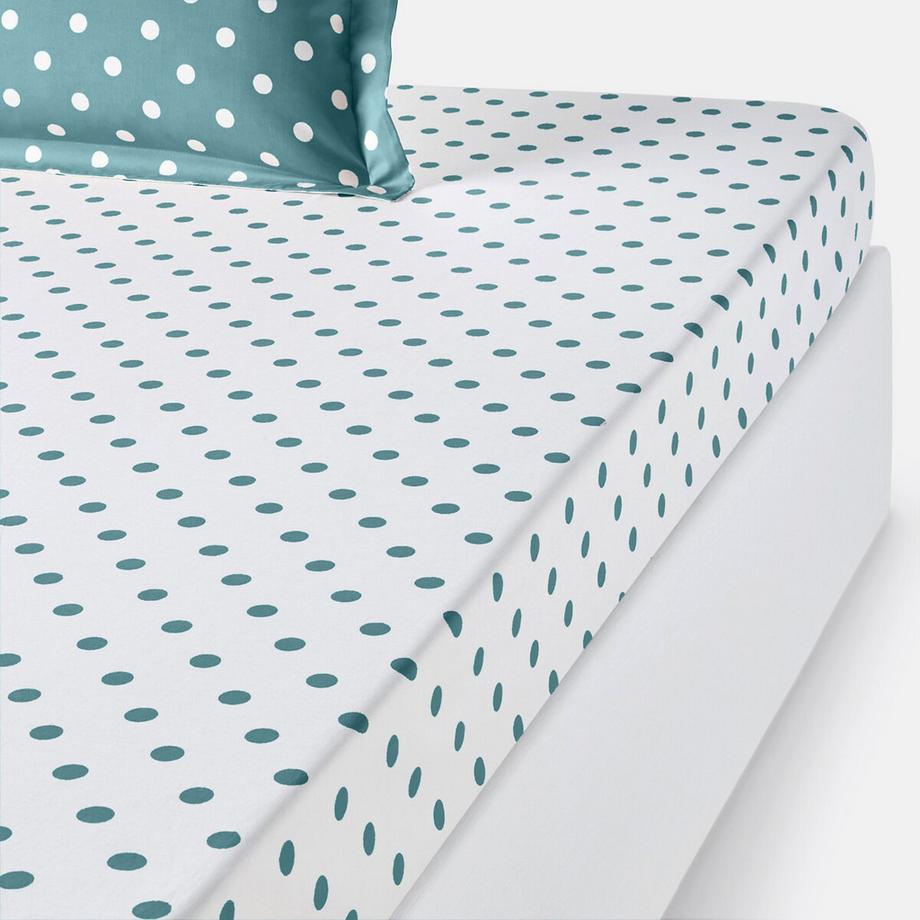 Drap housse pur coton imprimé pois