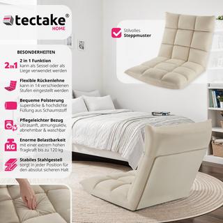 Tectake Fauteuil relax Snooze, 2 en 1, velours, réglable en 14 positions  