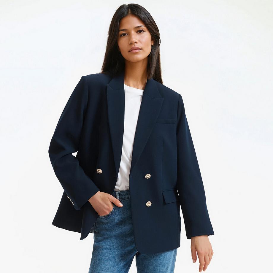 Zweireihiger Longblazer mit geradem Schnitt