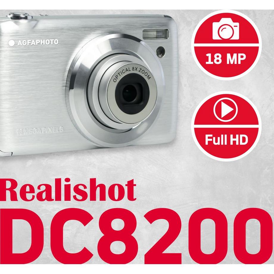 AGFA  AgfaPhoto Compact DC8200 1/3.2" Fotocamera compatta 18 MP CMOS 4896 x 3672 Pixel Argento 