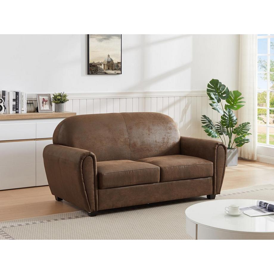 Vente-unique Canapé 3 places et un fauteuil en microfibre aspect cuir vieilli club VICTORY III  