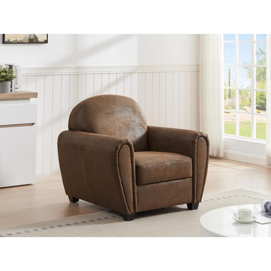 Vente-unique Canapé 3 places et un fauteuil en microfibre aspect cuir vieilli club VICTORY III  