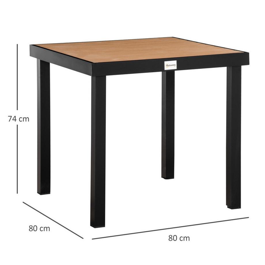 Northio Gartentisch Für 4 Personen Esstisch Aluminiumtisch Gartenmöbel Loungemöbel Pflegeleicht Kunststoff Natur+Schwarz 80 X 80 X 74 Cm  