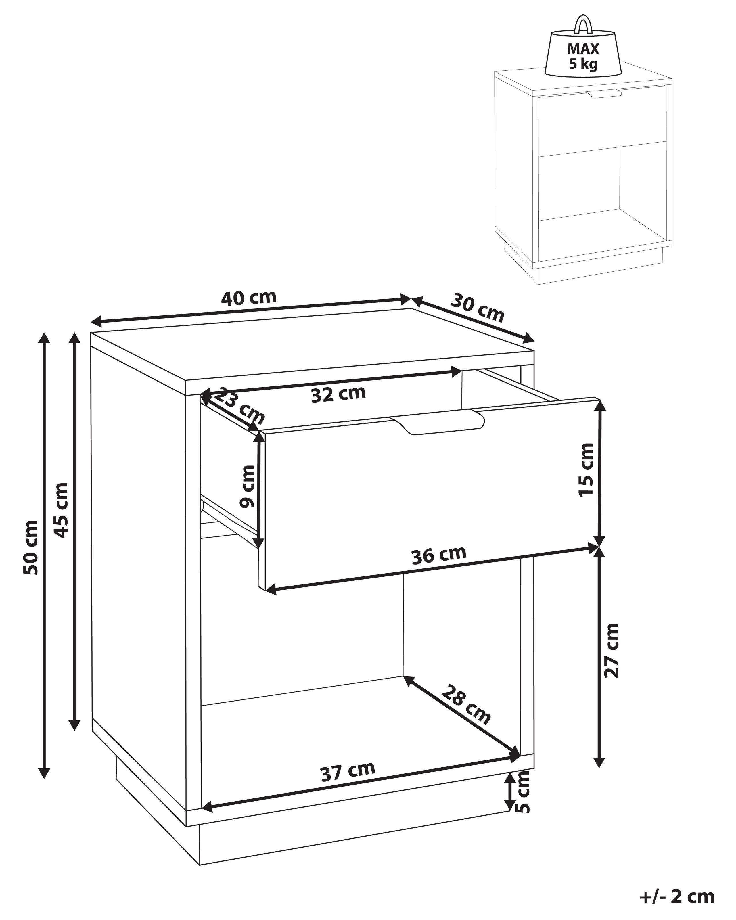Beliani Comodino 1 cassetto en Fibra a media densità (MDF) Glamour SUMMERVILLE  
