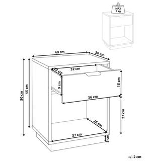 Beliani Comodino 1 cassetto en Fibra a media densità (MDF) Glamour SUMMERVILLE  