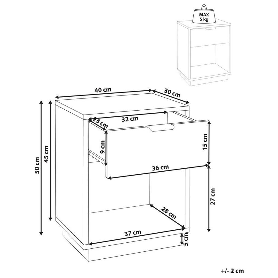 Beliani Comodino 1 cassetto en Fibra a media densità (MDF) Glamour SUMMERVILLE  