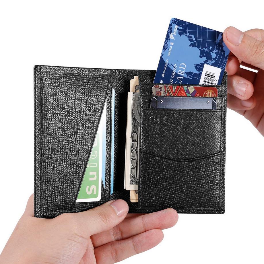 Only-bags.store Portafoglio sottile in vera pelle con blocco RFID e 9 scomparti per carte  