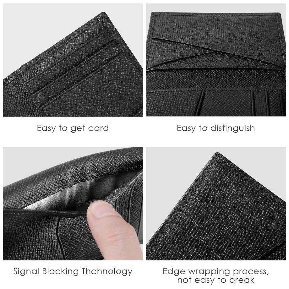 Only-bags.store Portafoglio sottile in vera pelle con blocco RFID e 9 scomparti per carte  