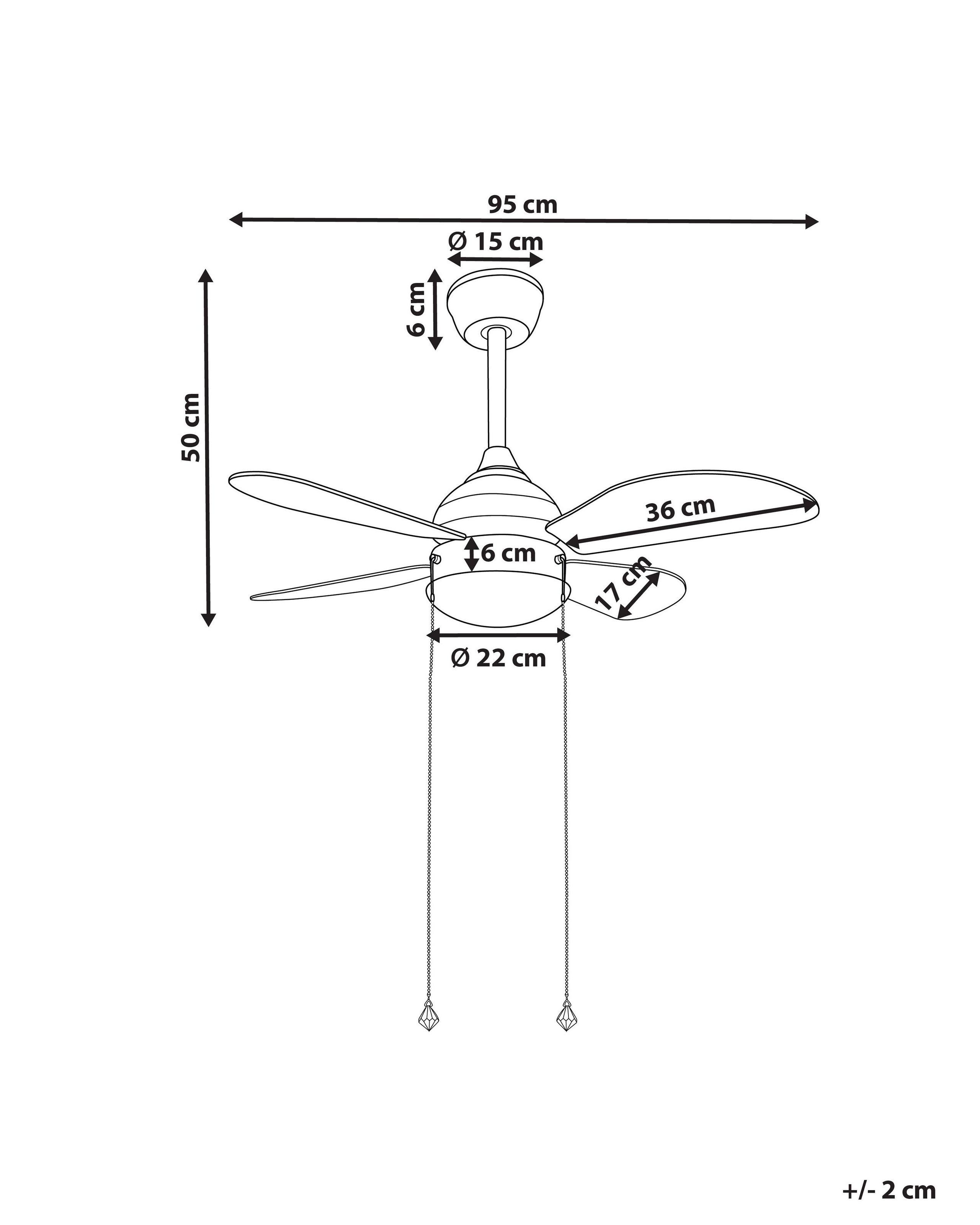 Beliani Ventilatore a soffitto con luce en Ferro Moderno DOLORES  