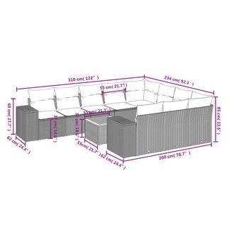 VidaXL Ensemble de canapés de jardin rotin synthétique  