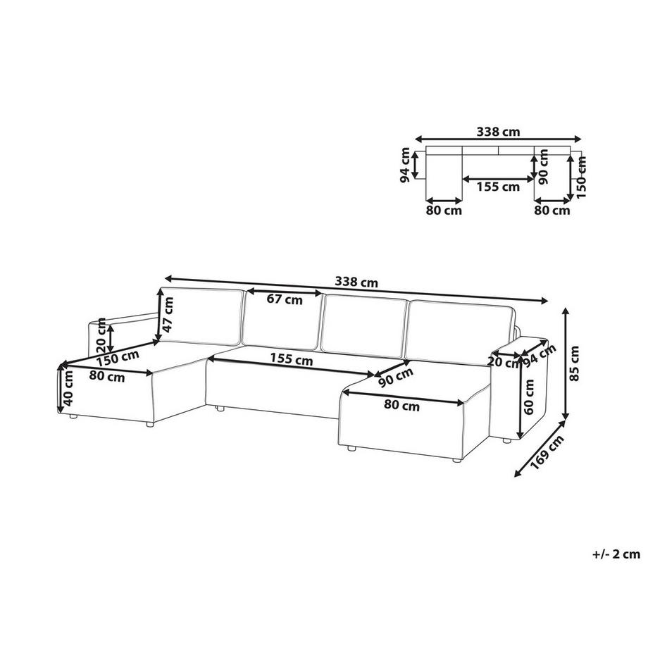 Beliani Canapé en forme de U en Tissu Moderne VATNE  