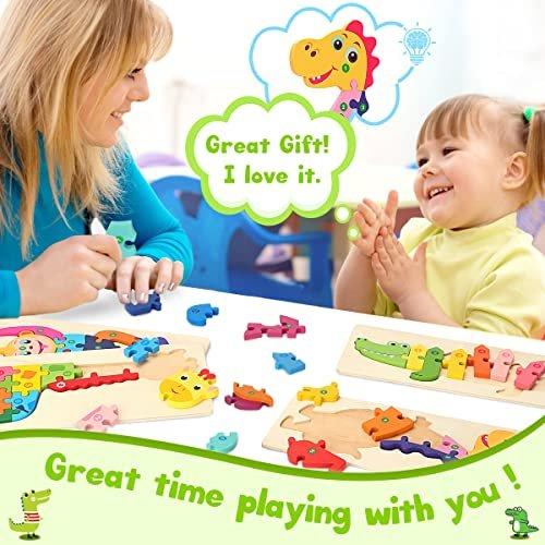 Activity-board  Jouets en bois de puzzle en bois pour des enfants, jouets en bois de puzzle de cheville, jouets d'apprentissage d'animaux de 4 pièces 