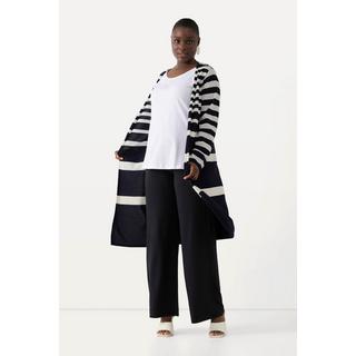 Ulla Popken  Cardigan à rayures, encolure en V, coupe ouverte 