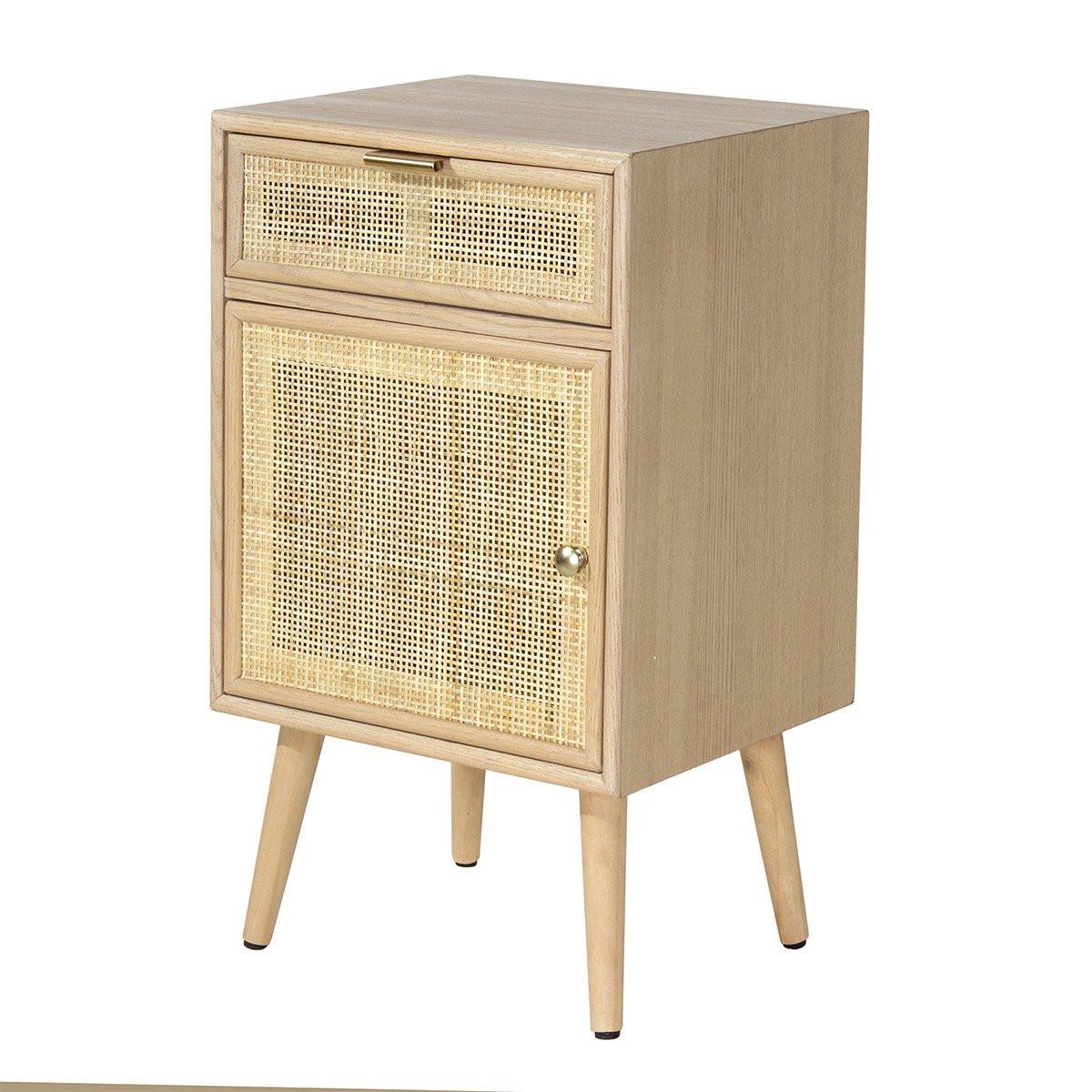 Calicosy Table de chevet avec cannage en rotin naturel - MIYA  