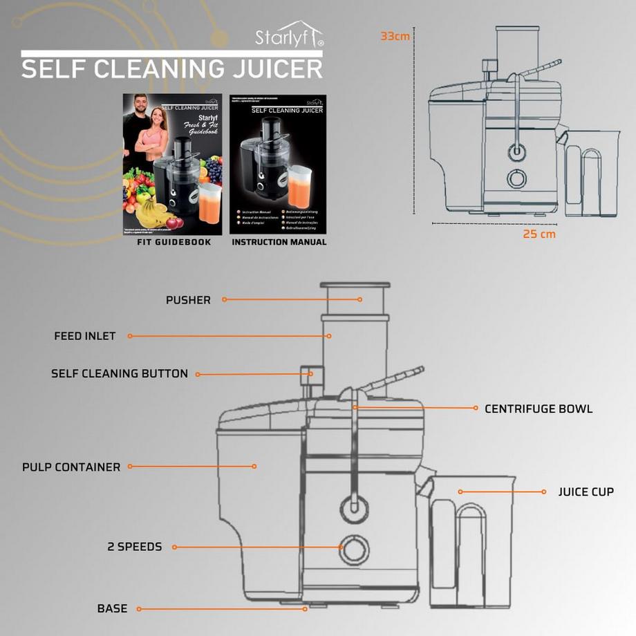 STARLYF STARLYF-Self Cleaning Juicer-Elektrische selbstreinigende Saftpresse  