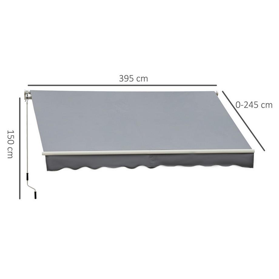 Northio Tenda Da Sole Manuale A Bracci Estensibili Tenda Da Balcone 4 M Con Manovella Protezione Solare Montaggio A Parete Balcone Alluminio Bianco + Grigio 395 X 245 Cm  