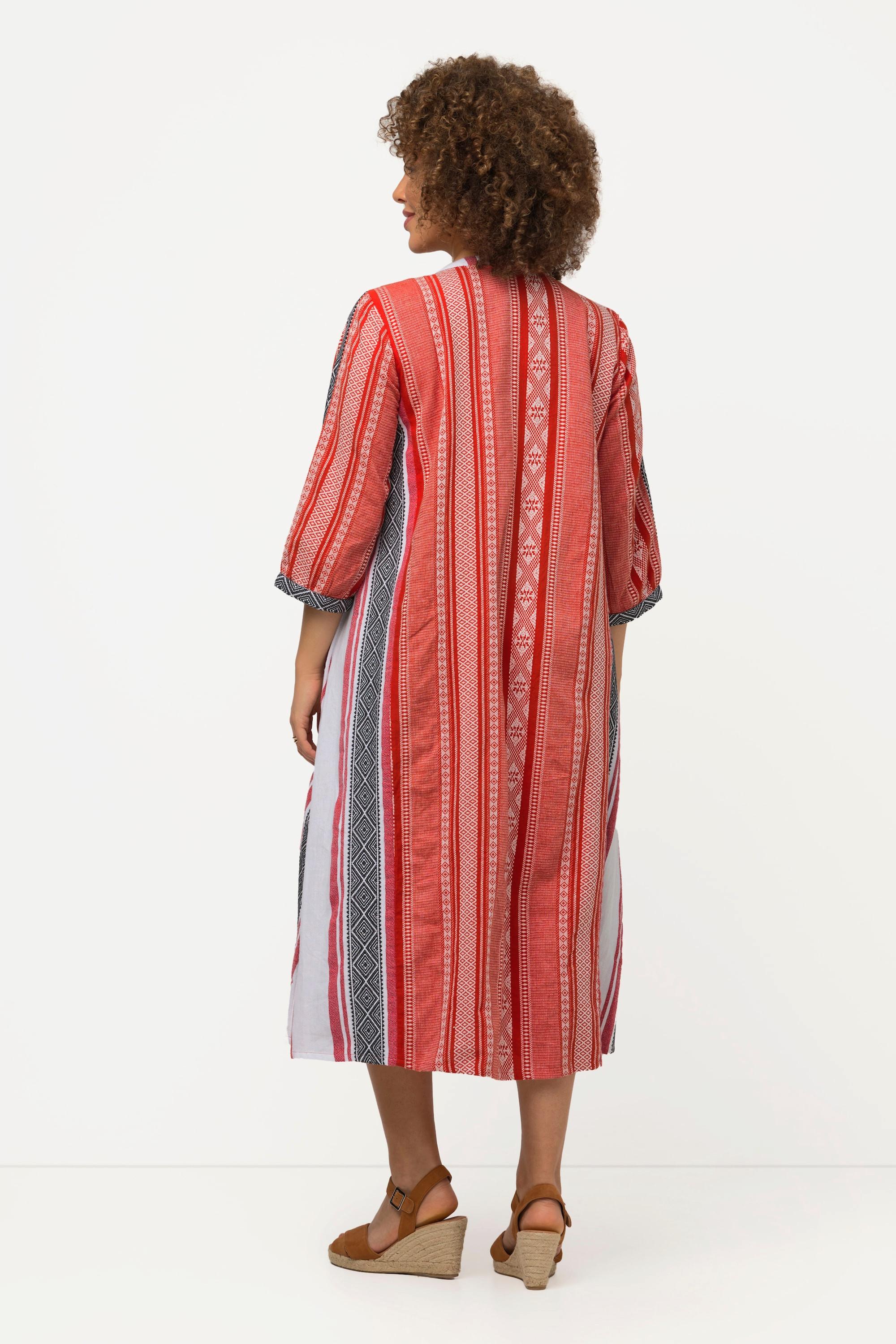 Ulla Popken  Kaftan, Ethnomuster, A-Linie, Tunika-Ausschnitt, 3/4-Arm 