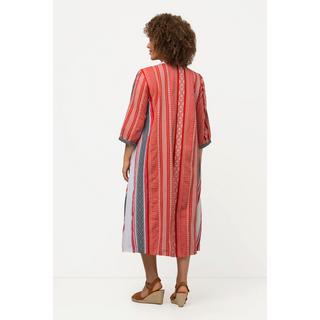 Ulla Popken  Kaftan, Ethnomuster, A-Linie, Tunika-Ausschnitt, 3/4-Arm 